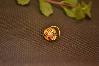 Designer Meenakari Stone Gold nose-ring or Nose Pin 2