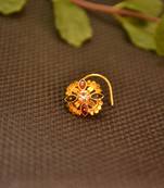 Designer Meenakari Stone Gold nose-ring or Nose Pin