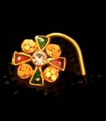 Designer Meenakari Stone Gold nose-ring or Nose Pin