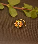 Designer Meenakari Stone Gold nose-ring or Nose Pin