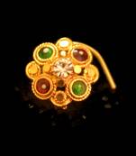 Designer Meenakari Stone Gold nose-ring or Nose Pin