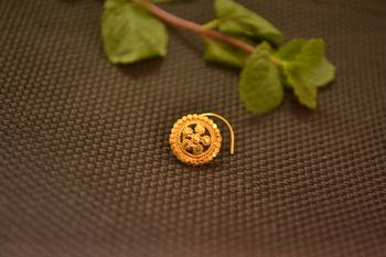 Designer Gold plated nose-ring or Nose Pin 2