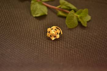 Designer Gold plated nose-ring or Nose Pin 1