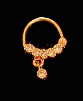 Ceremonial Nath or Nathni or Naath Gold Plated with American diamond nose ring 1