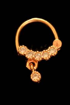 Ceremonial Nath or Nathni or Naath Gold Plated with American diamond nose ring