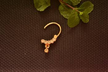 Ceremonial Nath or Nathni or Naath Gold Plated with American diamond nose ring 2