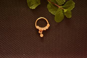 Ceremonial Nath or Nathni or Naath Gold Plated with American diamond nose ring 3