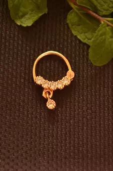 Ceremonial Nath or Nathni or Naath Gold Plated with American diamond nose ring