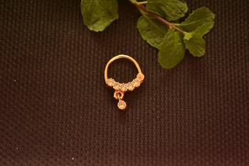 Ceremonial Nath or Nathni or Naath Gold Plated with American diamond nose ring 1