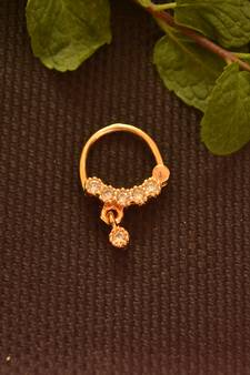 Ceremonial Nath or Nathni or Naath Gold Plated with American diamond nose ring