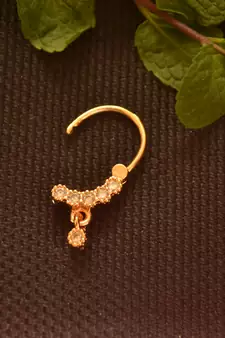 Ceremonial Nath or Nathni or Naath Gold Plated with American diamond nose ring