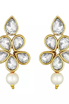 Traditional Kundan & Pearl Studded Necklace Jewellery Set For Women 