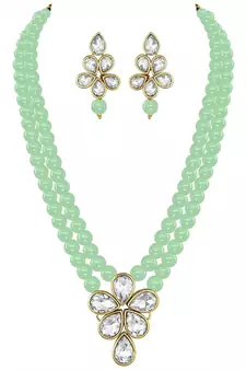 Traditional Kundan & Pearl Studded Necklace Jewellery Set For Women 