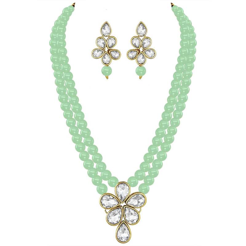 Traditional Kundan & Pearl Studded Necklace Jewellery Set For Women 