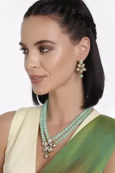 Traditional Kundan & Pearl Studded Necklace Jewellery Set For Women 