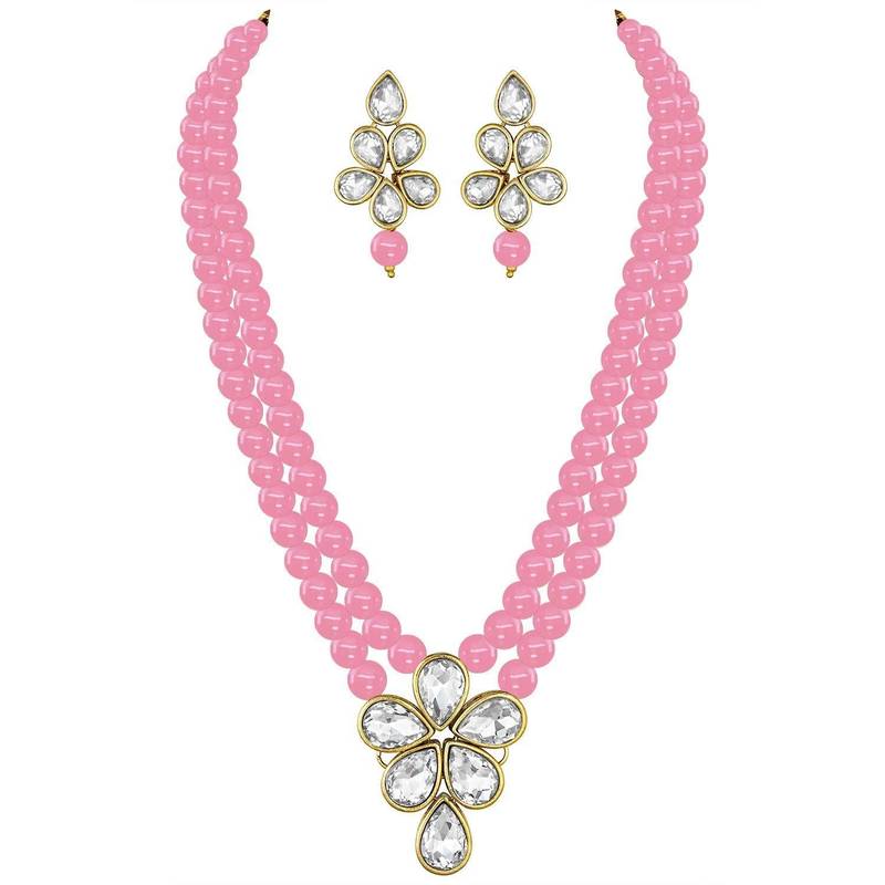 Traditional Kundan & Pearl Studded Necklace Jewellery Set For Women 