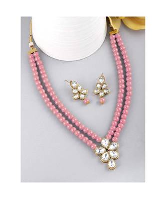 Traditional Kundan & Pearl Studded Necklace Jewellery Set For Women  3
