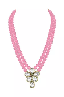 Traditional Kundan & Pearl Studded Necklace Jewellery Set For Women 