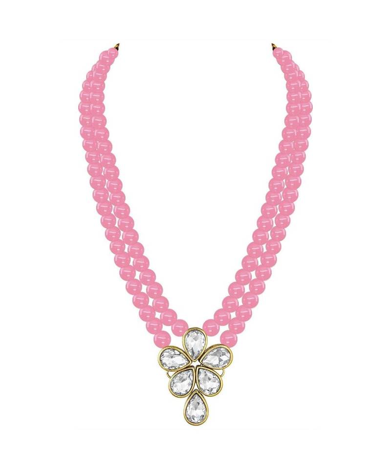 Traditional Kundan & Pearl Studded Necklace Jewellery Set For Women 