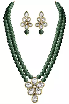 Traditional Kundan & Pearl Studded Necklace Jewellery Set For Women 