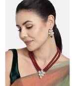 Traditional Kundan & Pearl Studded Necklace Jewellery Set For Women 