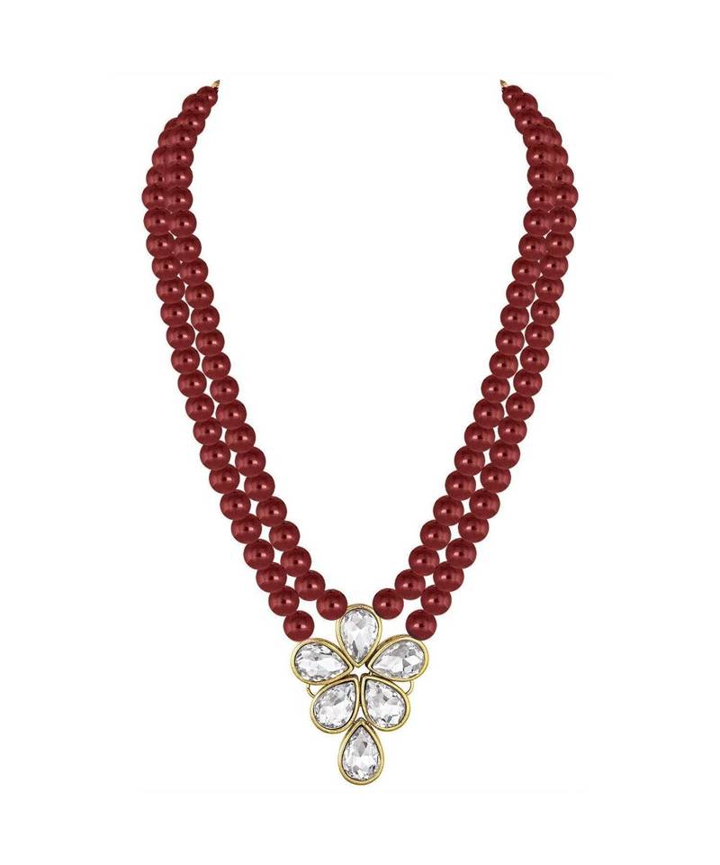 Traditional Kundan & Pearl Studded Necklace Jewellery Set For Women 