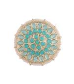 Traditional Turquoise Kundan & Pearl Studded Adjustable Finger Ring for Women 