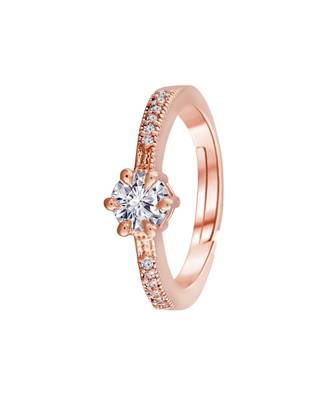 Rose Gold Plated Elegant Classy CZ Crystal Adjustable Designer Finger Ring for Women and Girls  1