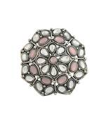 Silver Oxidized Pink Kundan Work Designer Adjustable Finger Ring for Women 