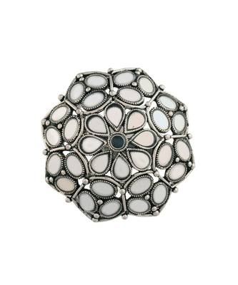 Silver Oxidized Mirror Designer Adjustable Finger Ring for Women  1
