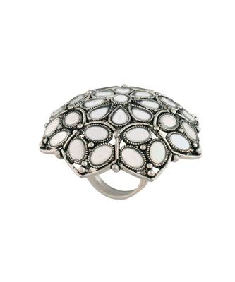 Silver Oxidized Mirror Designer Adjustable Finger Ring for Women  3