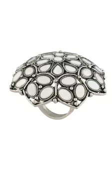 Silver Oxidized Mirror Designer Adjustable Finger Ring for Women 