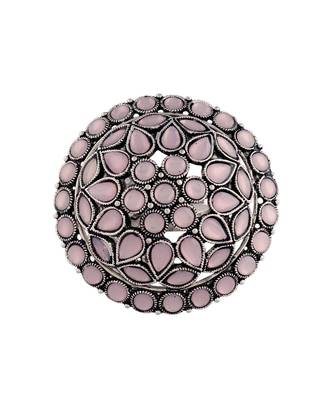 Silver Oxidized Kundan Work Designer Adjustable Finger Ring for Women  1
