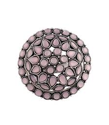 Silver Oxidized Kundan Work Designer Adjustable Finger Ring for Women 
