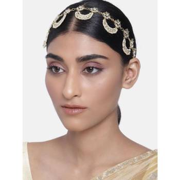 Traditional Floral Kundan Pearl Studded Rajasthani Sheeshphool/ Mathapatti for Women  1