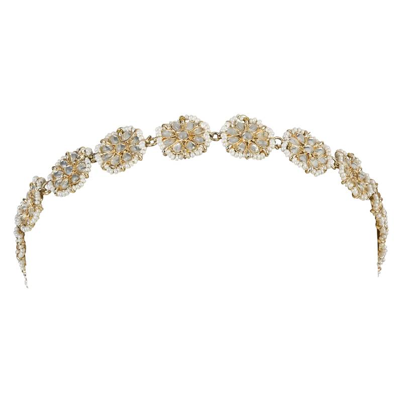 Traditional Floral Kundan Pearl Studded Rajasthani Sheeshphool/ Mathapatti for Women 