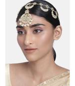 Traditional Floral Kundan Pearl Studded Rajasthani Sheeshphool/ Mathapatti for Women 