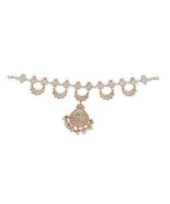 Traditional Floral Kundan Pearl Studded Rajasthani Sheeshphool/ Mathapatti for Women  3