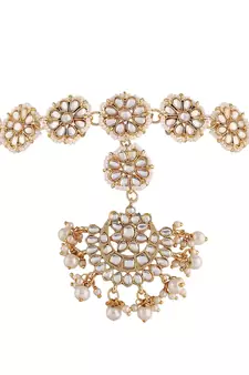 Traditional Floral Kundan Pearl Studded Rajasthani Sheeshphool/Mathapatti for Women 