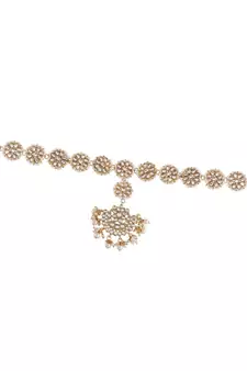 Traditional Floral Kundan Pearl Studded Rajasthani Sheeshphool/Mathapatti for Women 