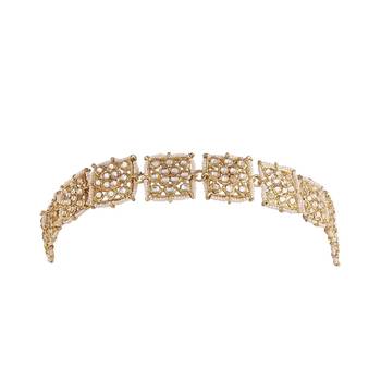 Traditional Floral Kundan Pearl Studded Rajasthani Sheeshphool/ Mathapatti for Women  2