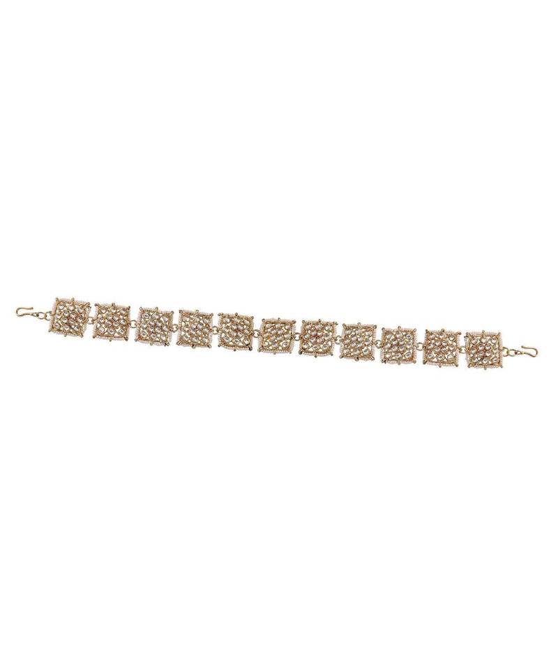 Traditional Floral Kundan Pearl Studded Rajasthani Sheeshphool/ Mathapatti for Women 