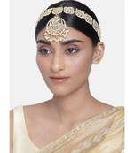 Traditional Floral Kundan Pearl Studded Rajasthani Sheeshphool/Mathapatti for Women 