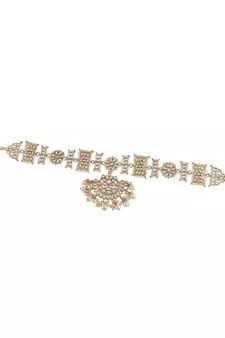 Traditional Floral Kundan Pearl Studded Rajasthani Sheeshphool/ Mathapatti for Women 