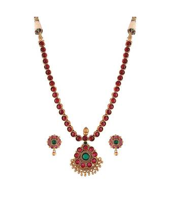 Designer Traditional Brass Jewellery Set With Earrings Glided with Kundan  4