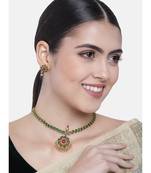 Designed Traditional Brass Jewellery Set With Earrings Glided with Kundan 