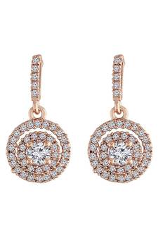 Rose Gold Plated Glittering Crystal AD Stone Dangle & Drop Earrings for Women & Girls (E2955RG)