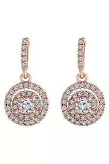Rose Gold Plated Glittering Crystal AD Stone Dangle & Drop Earrings for Women & Girls (E2955RG)