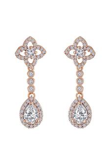 Rose Gold Plated Glittering Crystal AD Stone Dangle & Drop Earrings for Women & Girls (E2953W)