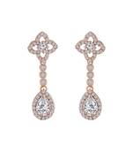 Rose Gold Plated Glittering Crystal AD Stone Dangle & Drop Earrings for Women & Girls 